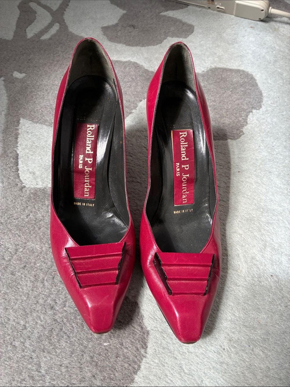 Red Leather Pointed Toe Pumps